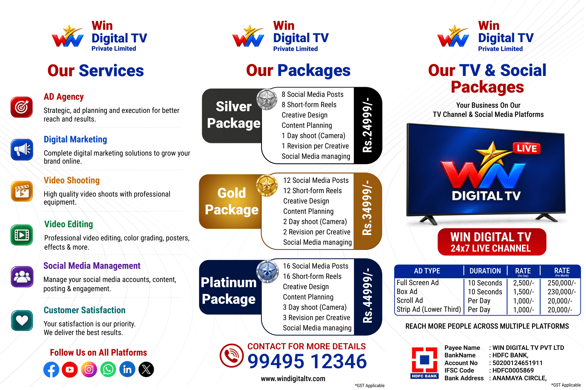 WIN Digital TV services, social media packages and television advertising plans
